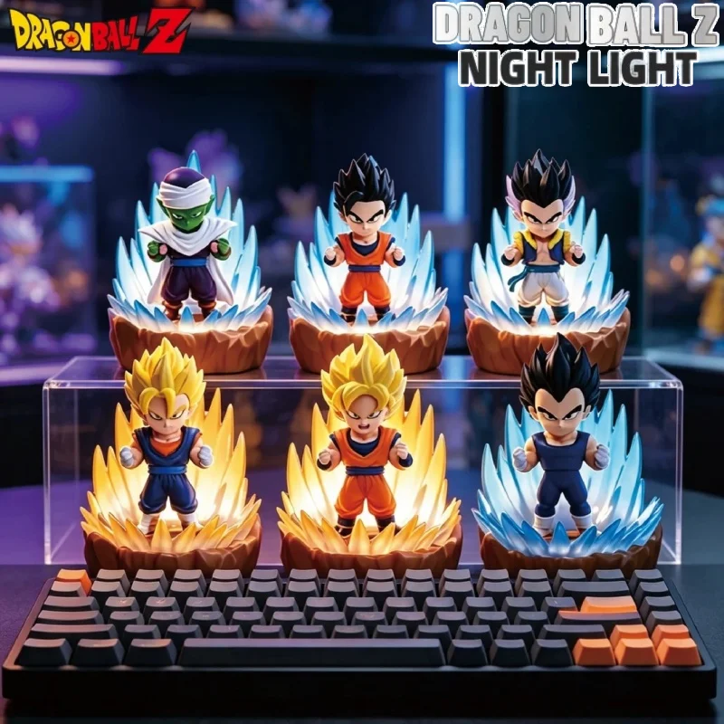 Lámpara Nocturna LED Original HOLLYBOX Serie Dragon Ball Z, Figura Luminosa, Caja Sorpresa, Adorno de Escritorio, Modelo, Regalo de Cumpleaños Sorpresa