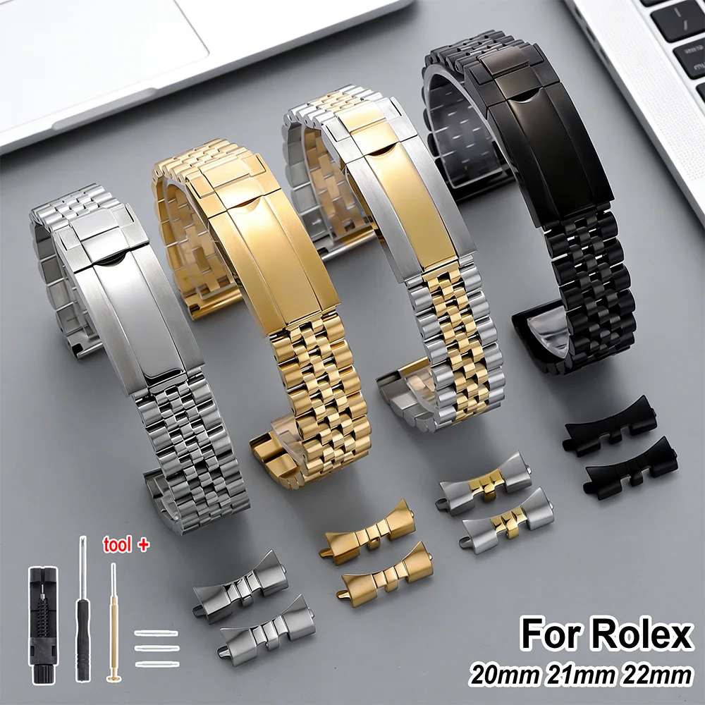 

Curved End Stainless Steel Watch Band for Jubilee for Rolex Strap 20mm 21mm 22mm Luxury Metal Bracelet Men's Watch Accessories