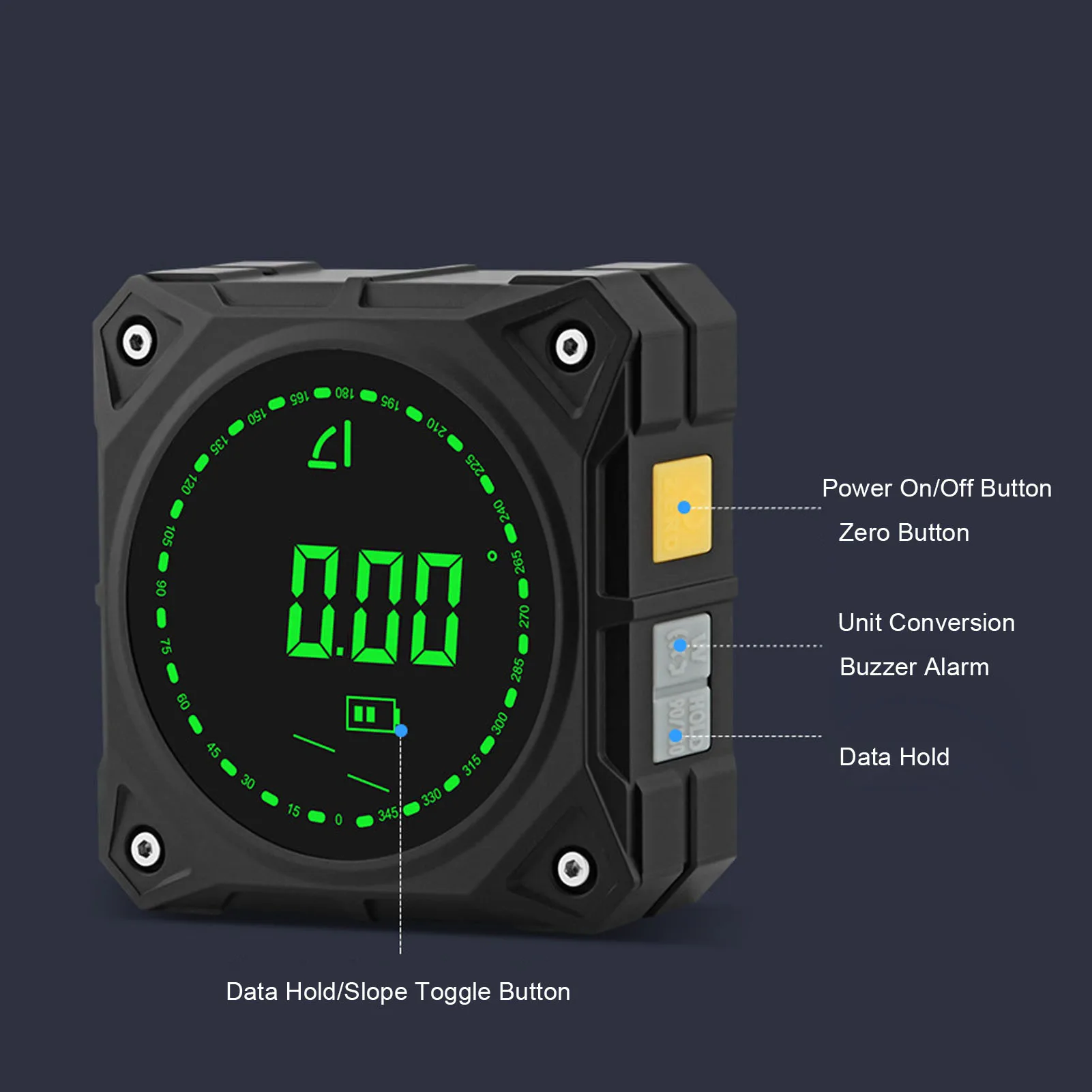 مكتشف الزوايا الرقمي من جانب واحد مغناطيسي قوي 0-90 ° /0-180 °   مقياس ميل مكعب عالي الدقة لمنشار الطاولة وأعمال النجارة
