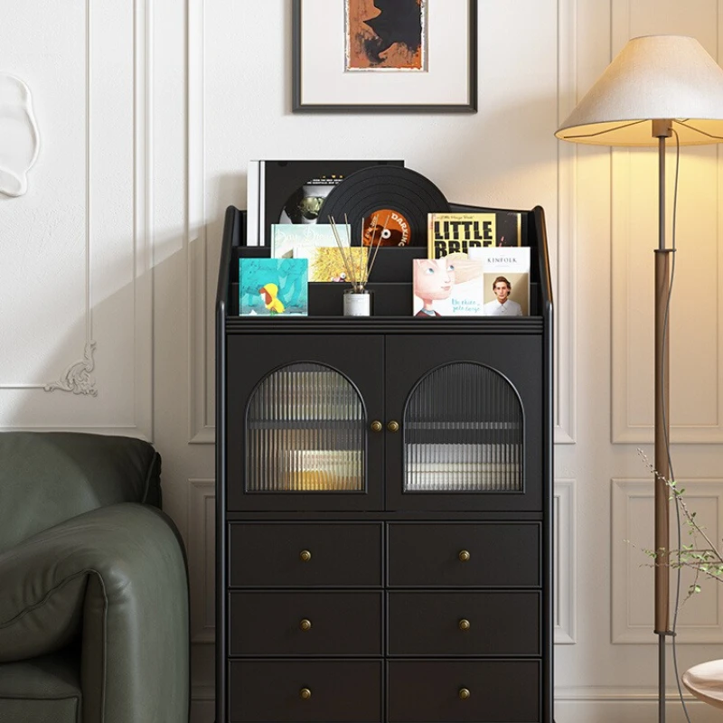 

French small apartment decorative side cabinet black locker