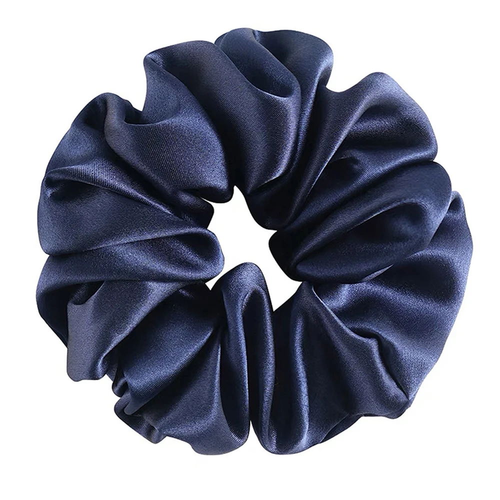 100% Pure Mulberry Silk Large Scrunchies Rubber Bands Hair Ties Gum Elastics Ponytail Holders for Women Girls 19 Momme 5CM