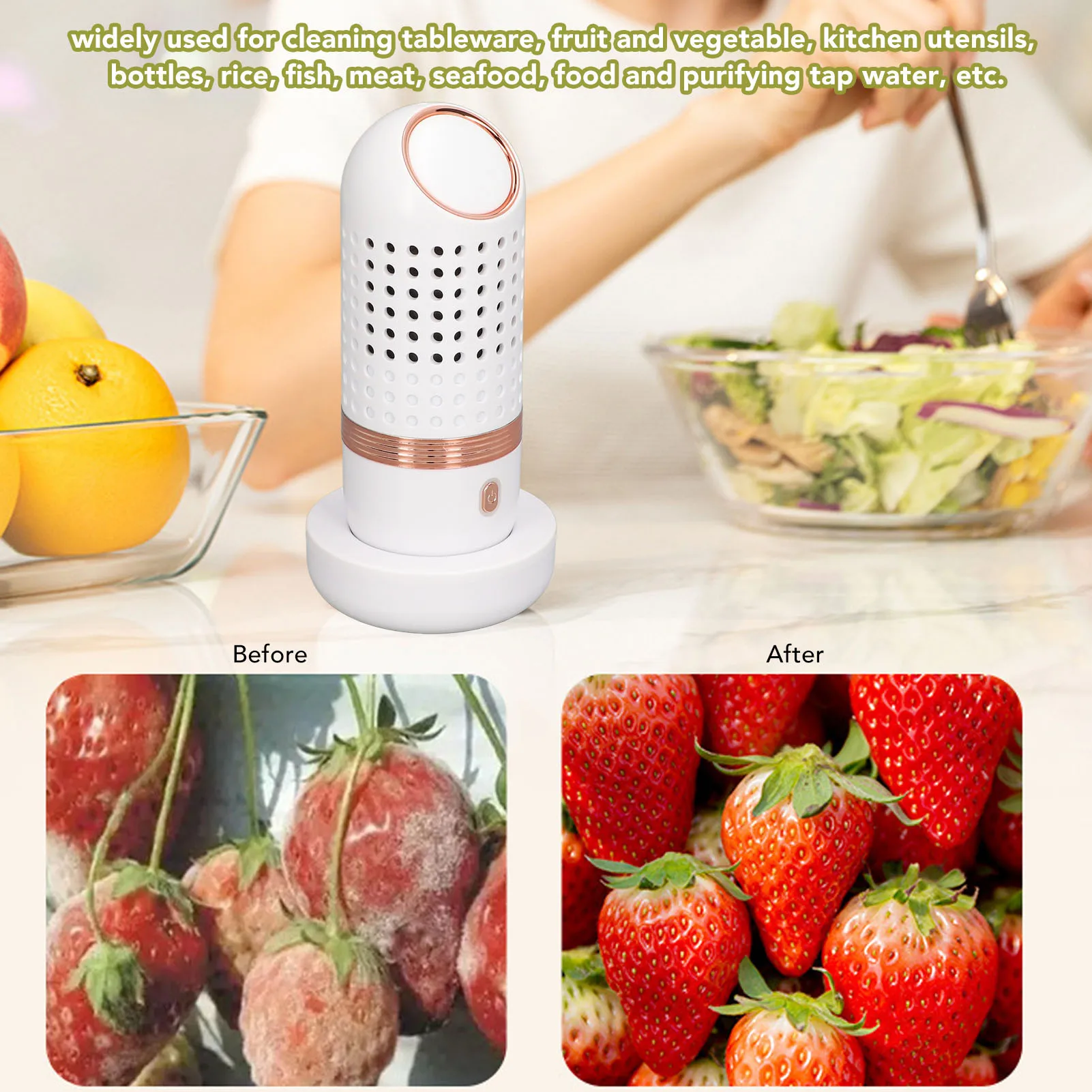 غسالة الفواكه والخضروات المحمولة اللاسلكية القابلة لإعادة الشحن عبر USB IPX7 لتنقية الطعام المقاومة للماء للأرز والأطعمة الأخرى