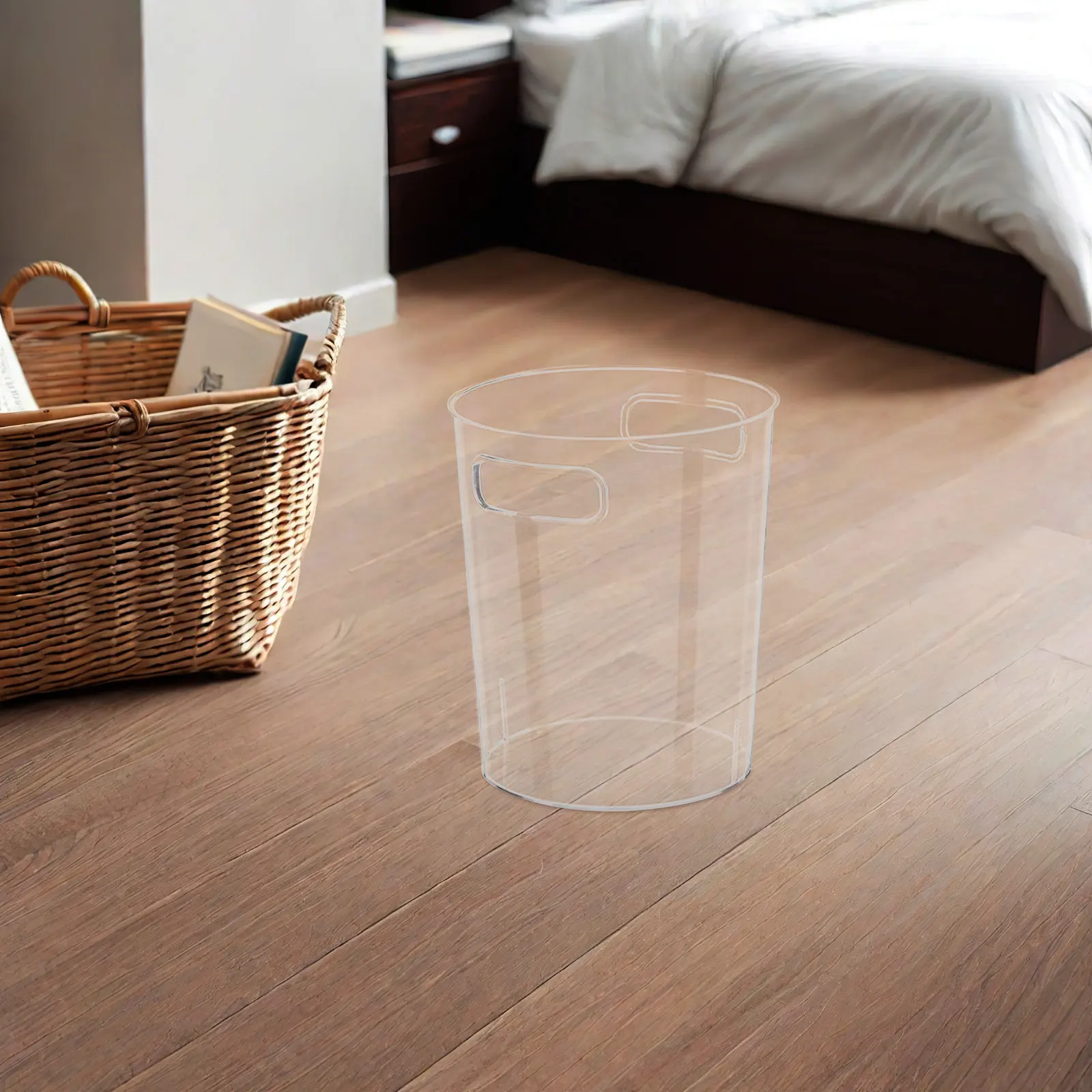 

Simple Design Transparent Garbage Bin Creative Modern Large Capacity Household Waste Bucket for Kitchen Office Home Clear Pet