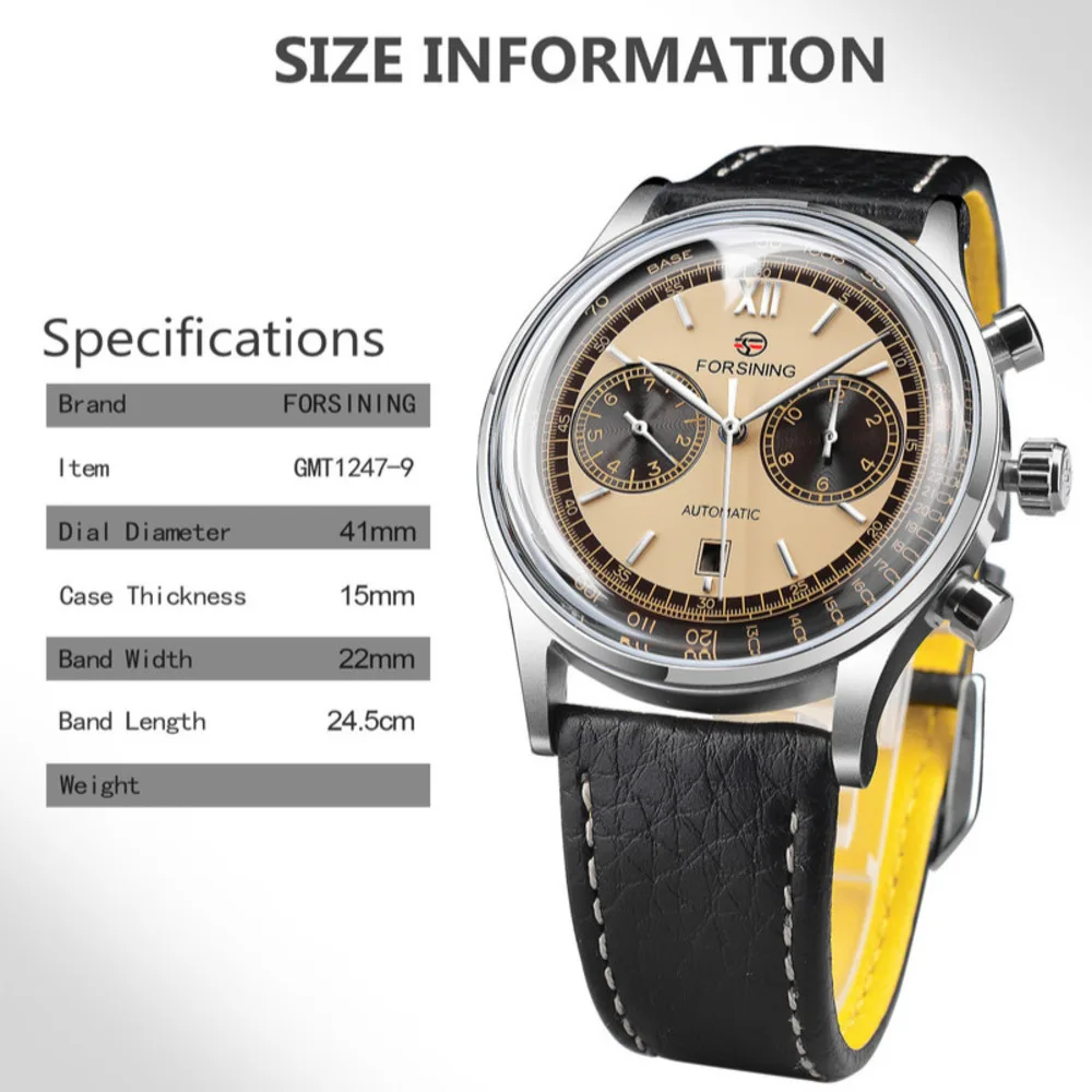 Forsining High End Men\'s Watches Waterproof Leather Band Calendar Week Display Top Grade Automatic Mechanical Watch for Men