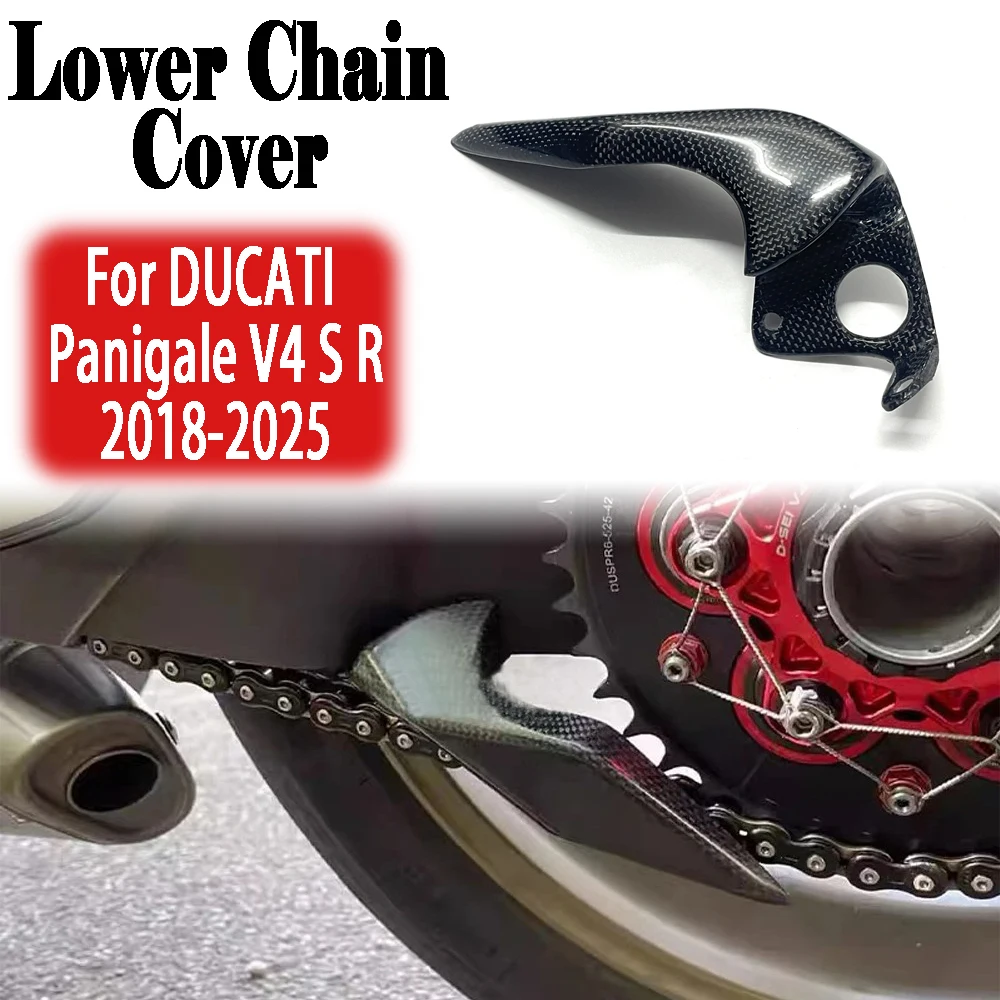 

For DUCATI Panigale V4 S R 2018-2025 Carbon Fiber Motorcycle Sprocket Guard Protection Chain Belt Guard Fairing Accessories