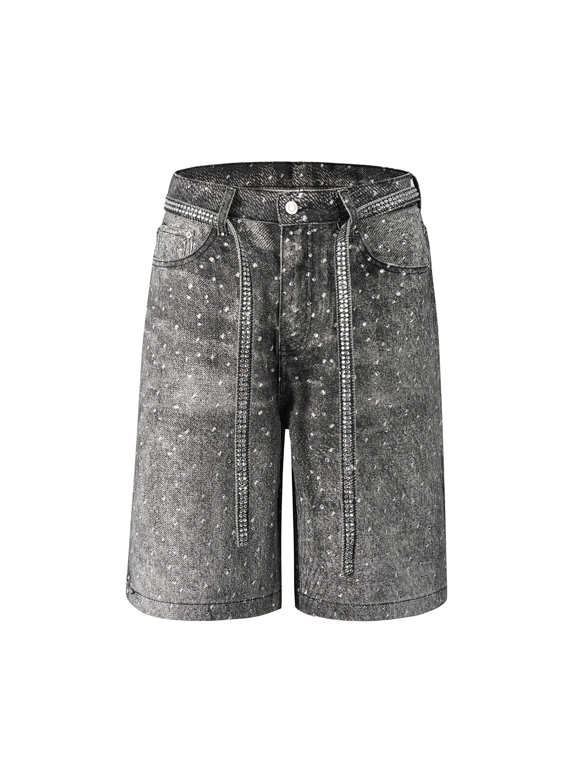 High-end-Hot Diamant Strass Band Denim Shorts Männer Frauen 2025, Frühling Sommer Neue Mode High Street Nische Fünf-punkt Hosen