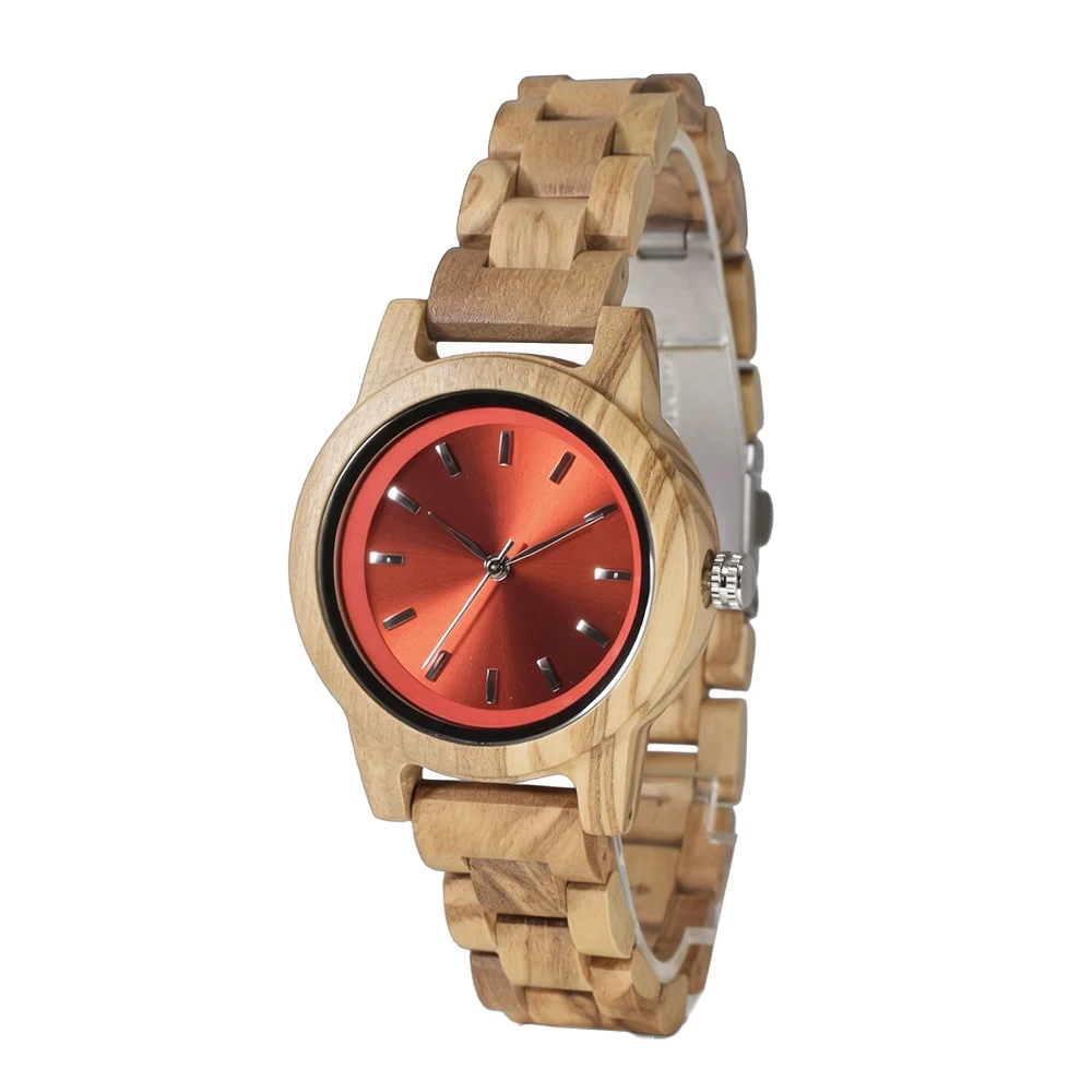Womens Wooden Watch with All Wood Strap Analog Classic Design Ladies Watches for Women