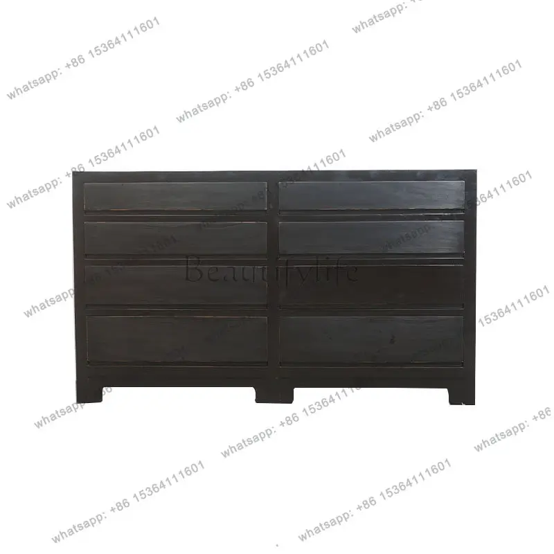 

Chinese-style wabi-sandy wind solid wood living room storage side cabinet black multi-functional combination cabinet