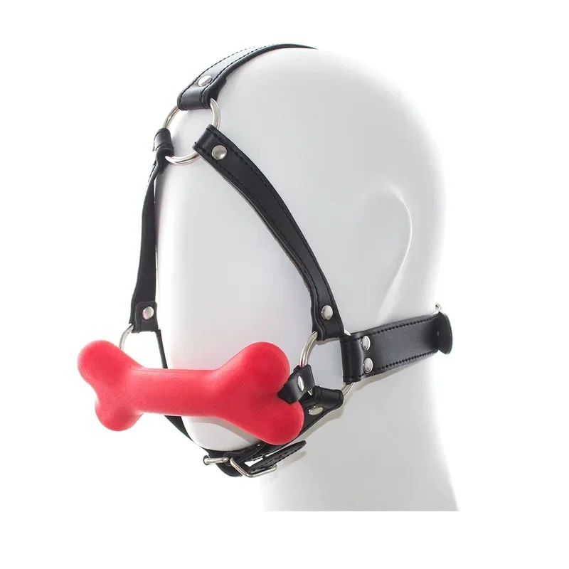 Masks silicone dog bone gag 3colors pink/red/black Pu belt SM BDSM sex toys for couples games flirting adult