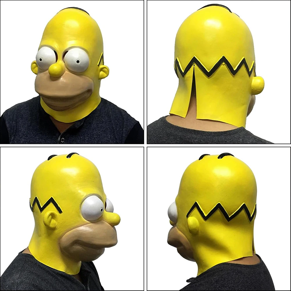 Anime los Simpsons máscara Homer Jay Simpson dibujos animados creativo Cosplay casco de látex Bart Simpson disfraz de fiesta de Halloween accesorios regalo