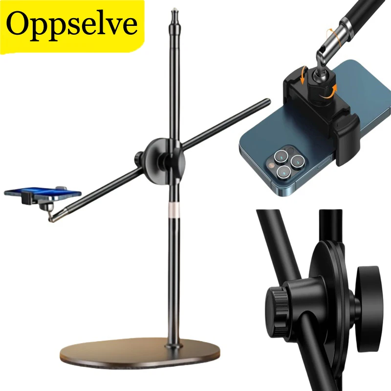 Overhead Tripod For Phone Adjustable Phone Mount Desktop Cellphone Bracket For Video Shooting Photography Shooting Floor Stand