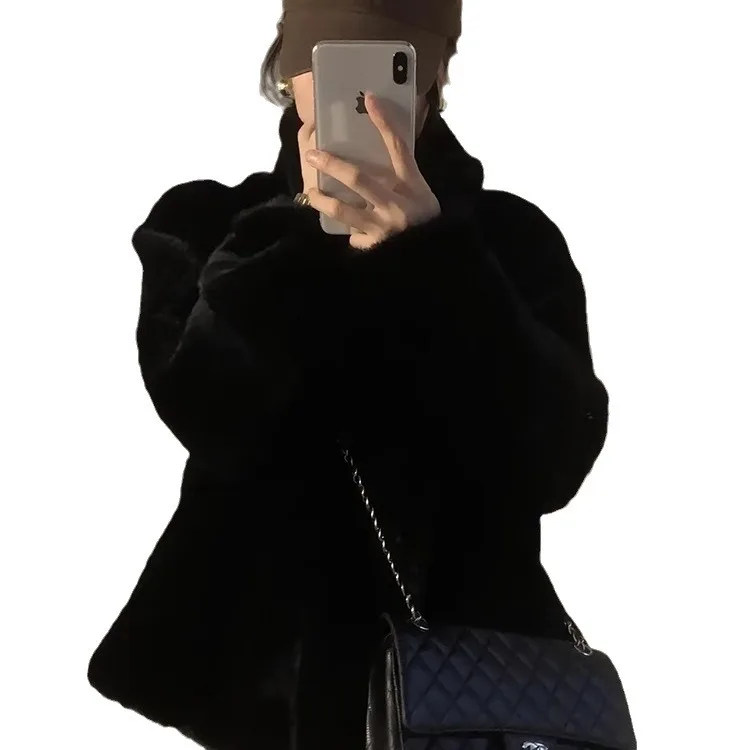 Frauen Faux Pelzmantel Kurze Jacken Stehkragen Dicke Warme Flauschige Shaggy Oberbekleidung Herbst Winter 2025, Streetwear Mantel