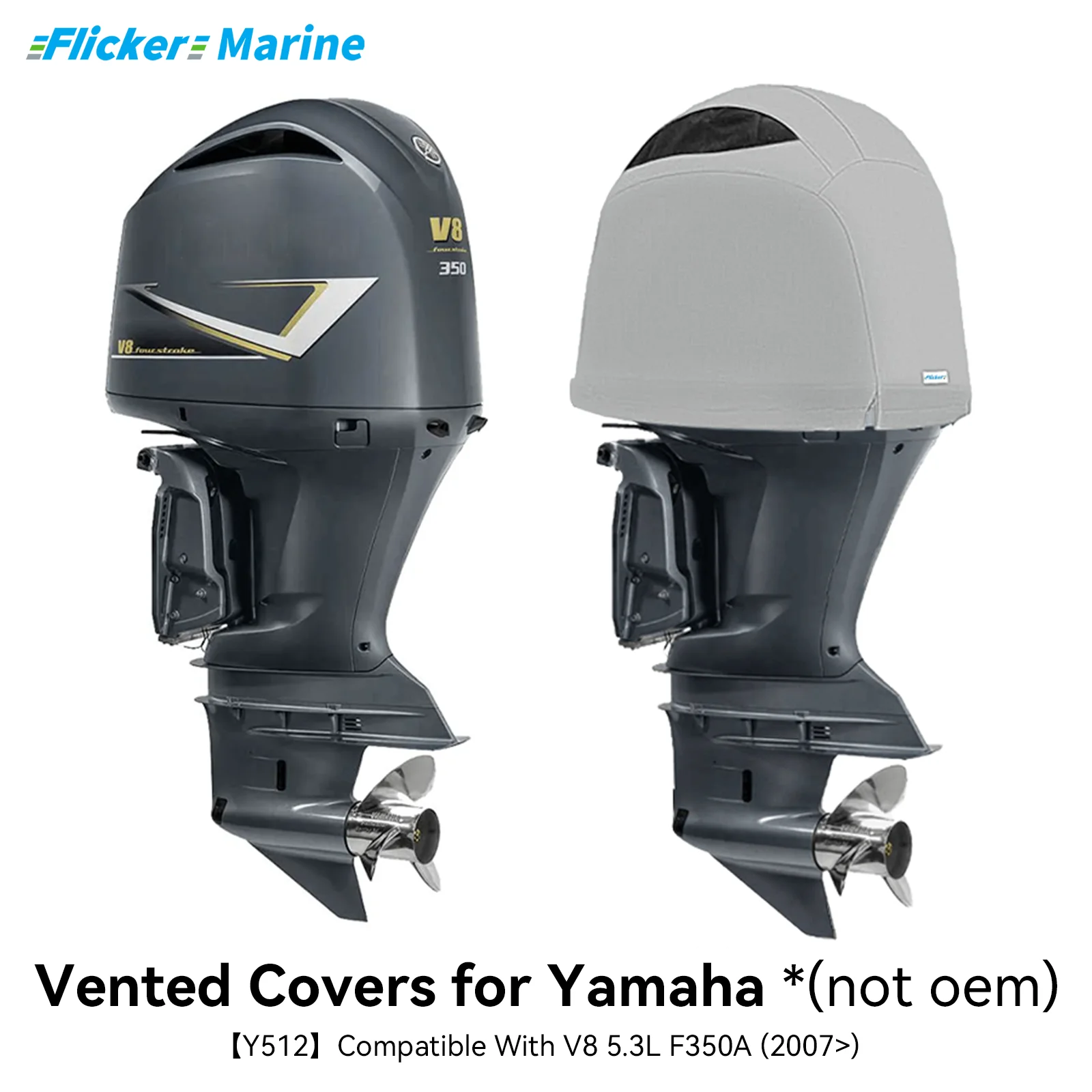 

Крышка подвесного двигателя с мерцающим вентиляцией, совместимая с Yamaha F350A, усиленный морской холст, трехслойная, надежная посадка, всесезонная