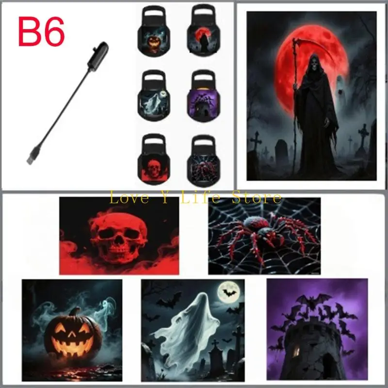 L74C regolabile Halloween Night Light USB Plug Projector Specter Patterns Texture ABS for Home Decoration Party Ambiances