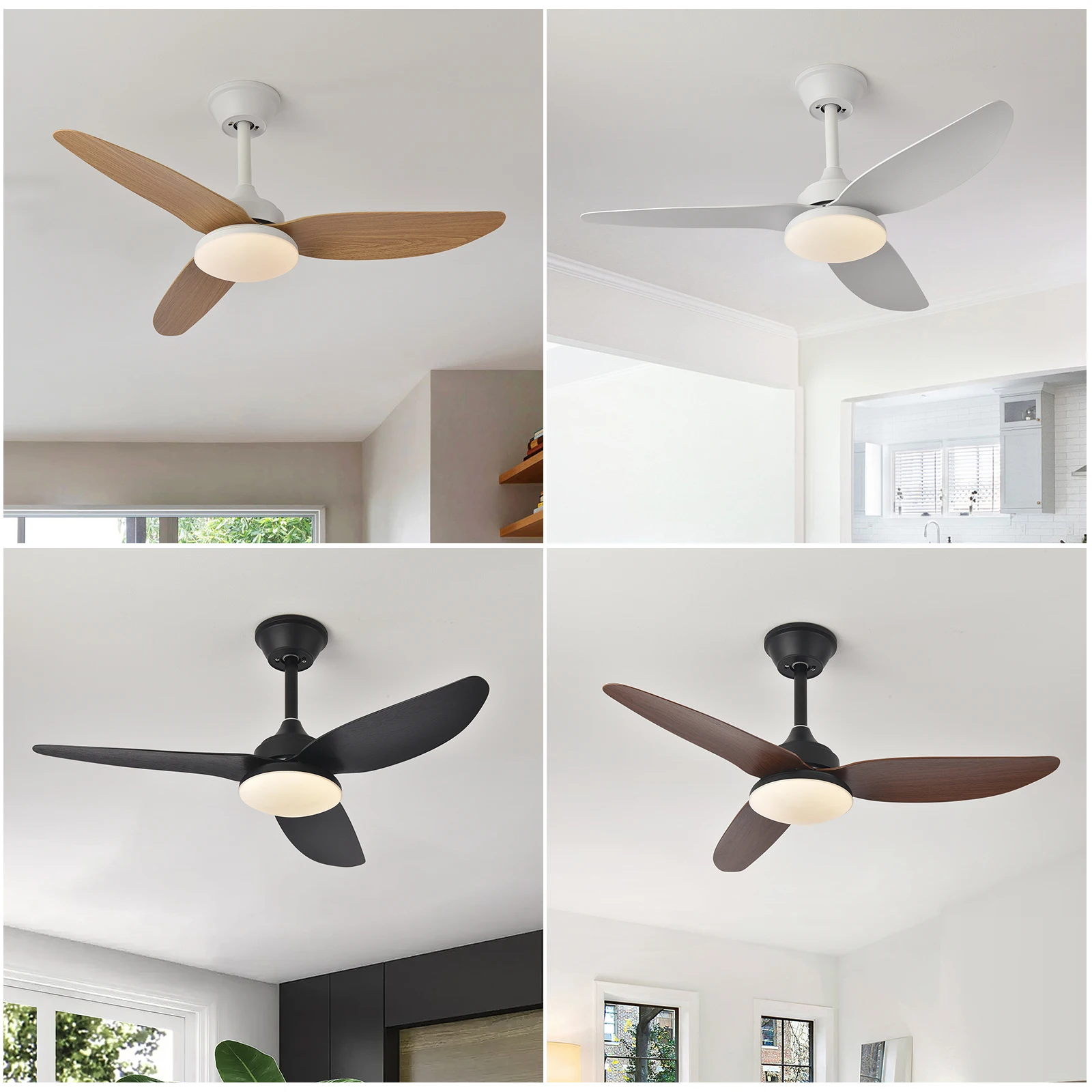 25/40 Inch Ceiling Fans With Lights Led 3 Color 6 Speeds DC Motor Fans Remote Control Low Floor Decorative Fans With Lighting