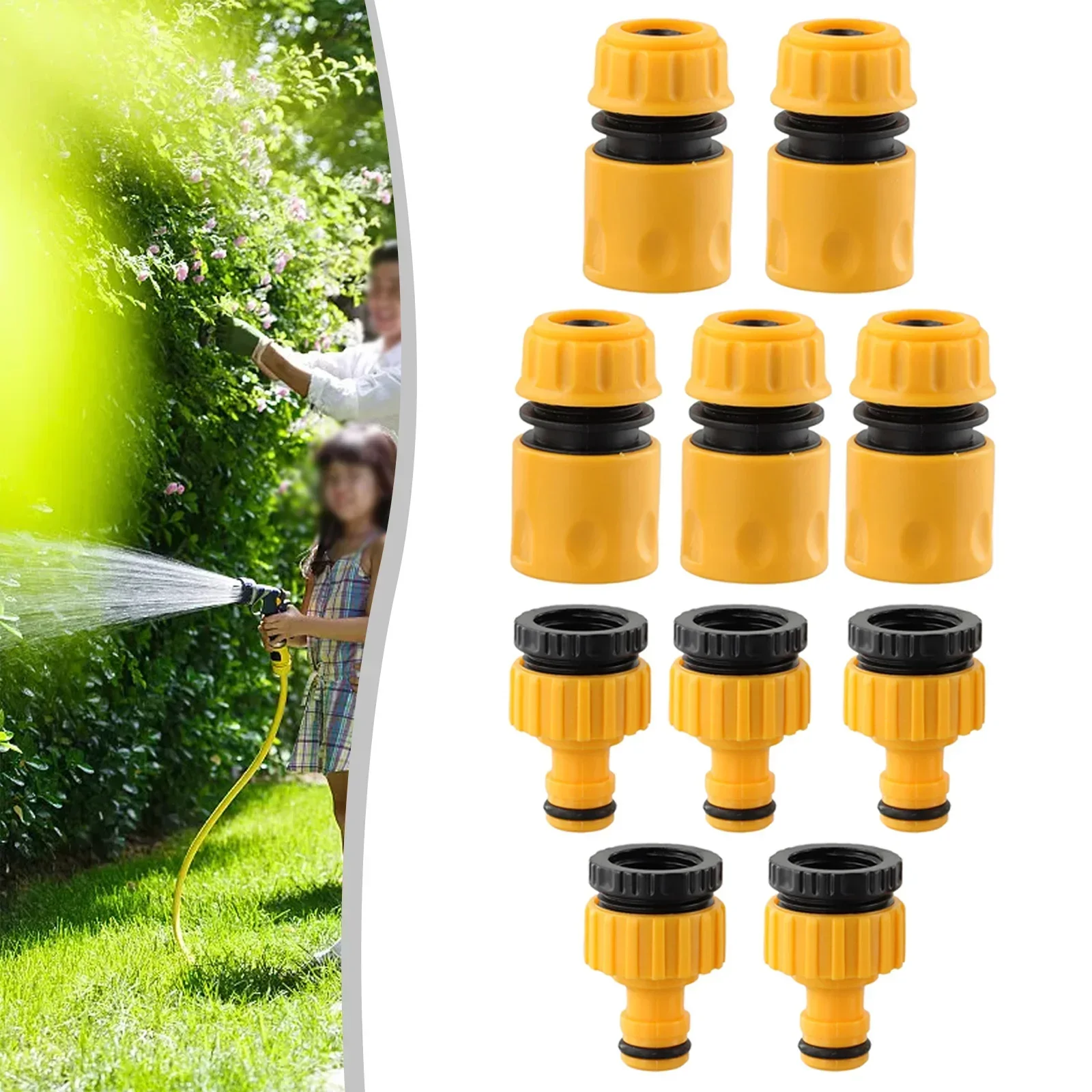 

New 3/4 & 1/2 Inch Graden Hose Tap Threaded Connector Tap Adapter & Quick Fitting ABS Garden Quick Hose Connector
