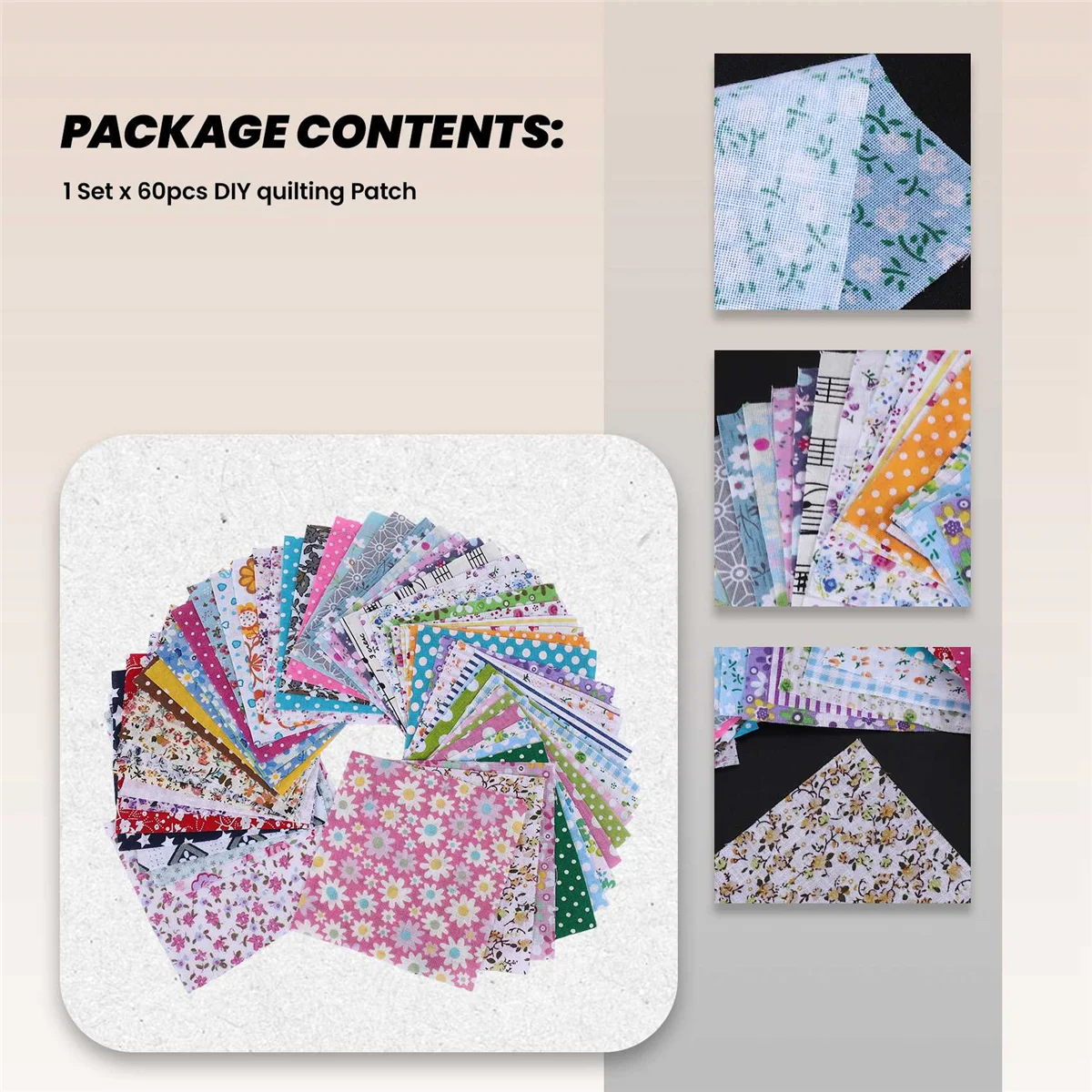 A24P DIY quilting Patch 60pcs 10cmx10cm charm pack cotton fabric patchwork bundle fabrics cloth sewing