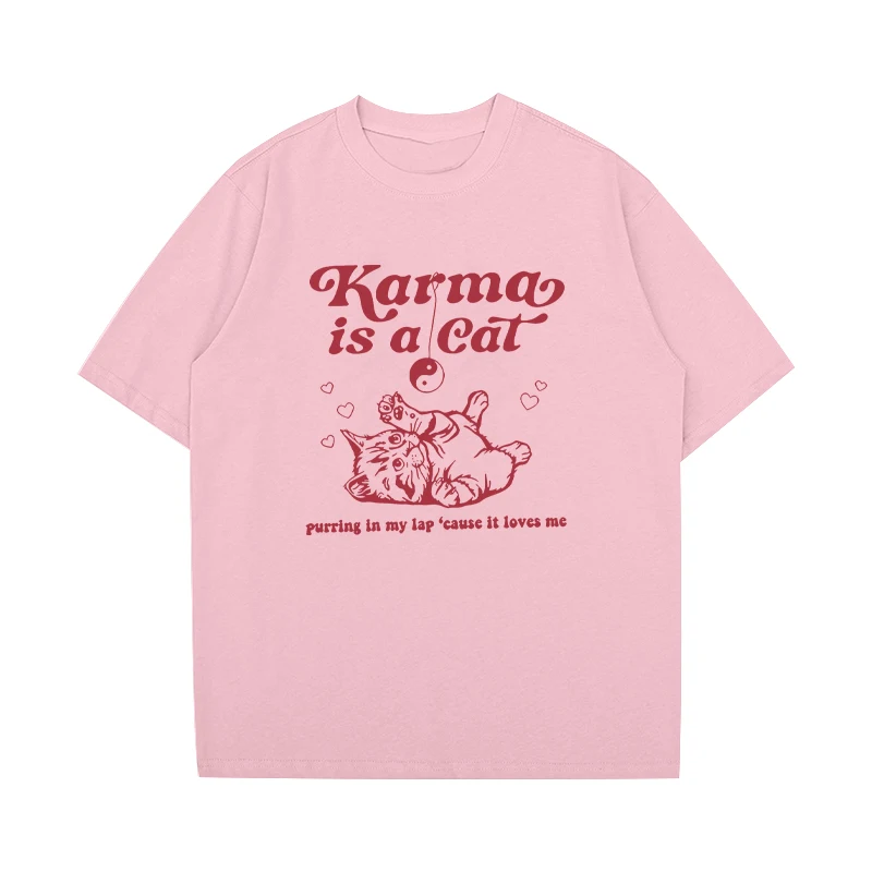 Harajuku Fashion Karma Is A Cat Taylor Midnights Album printed short sleeve T-shirts Men Women Summer Cotton Casual Tops Unisex - Image 5