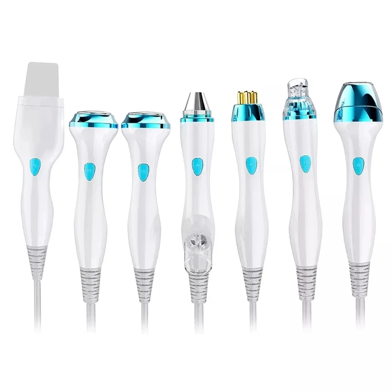 New 7 In 1 Smart Facial Cleansing Skin Analyze Deep Pore Vacuum Hydra Lift Anti-aging Beauty Machine Ice Blue