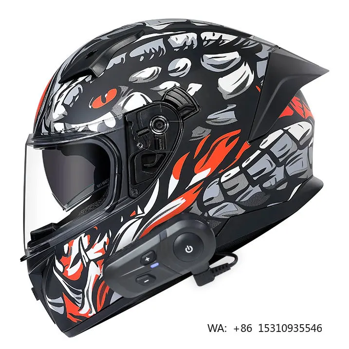 Adult Motorcycle Accessories Helmet Double-Goggles Full Face Protection Safety Motorcycle Helmets with Bluetooth Helmet Headset