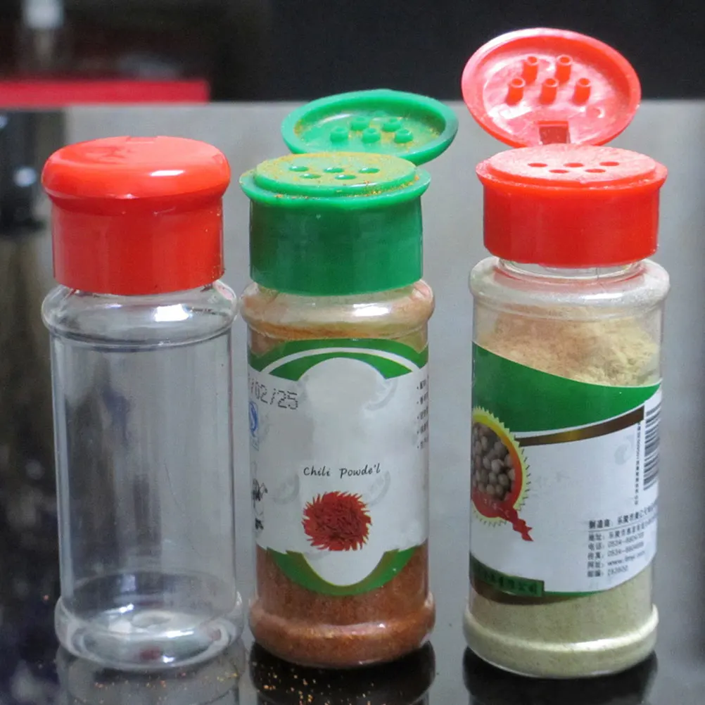 

Plastic Seasoning Spice Jar Plastic Seasoning Bottles Salt Bottle Green 50ml Removable Lid Coarse Perforations Kitchen BBQ