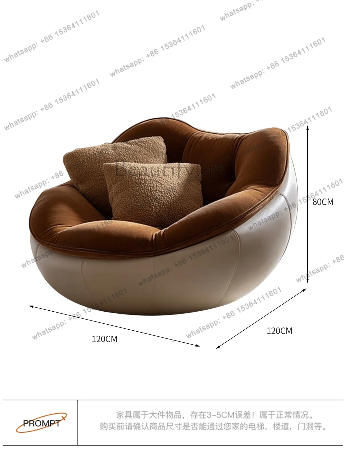 

Italian minimalist rotating fabric sofa single chair modern minimalist household lazy