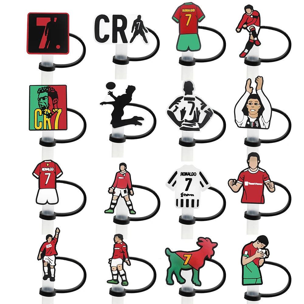 Football Star Silicone Straw Toppers for 10mm,Straw Caps for Glass Cup,with 30&40Oz Tumbler with Handle Dust-Proof Reusable