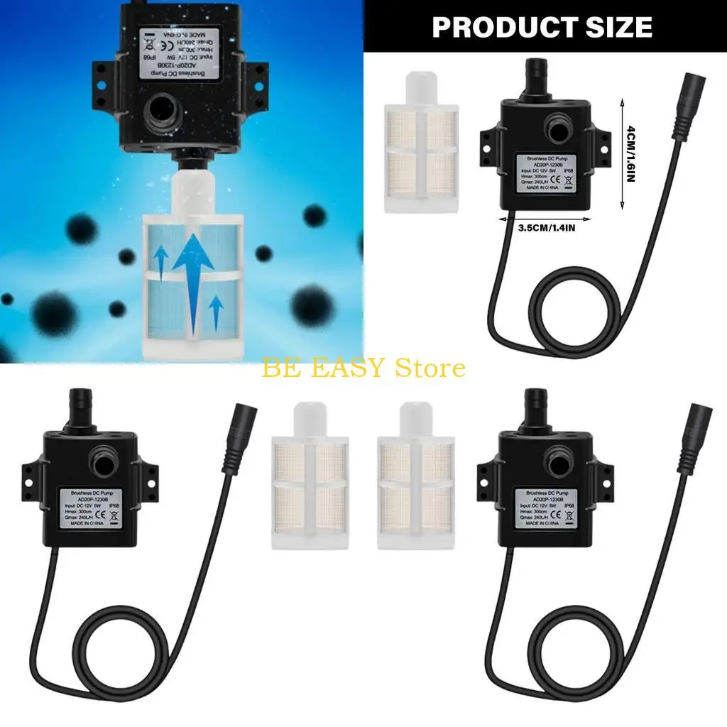 

E28F Водонепроницаемые погружения в аквариумный насос DC12V Бесщеточный моторный водяной насос с фильтром 240 л/ч солнечный в