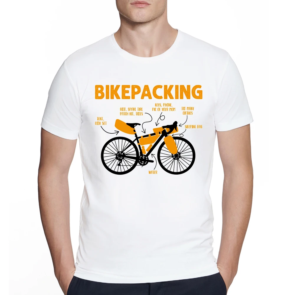 Bikepacking Funny Bicycle Tour Gravel Anatomy T-Shirt Summer Men Short Sleeve Hip Hop Bicycle Sport Retro Tshirt Street Wear New