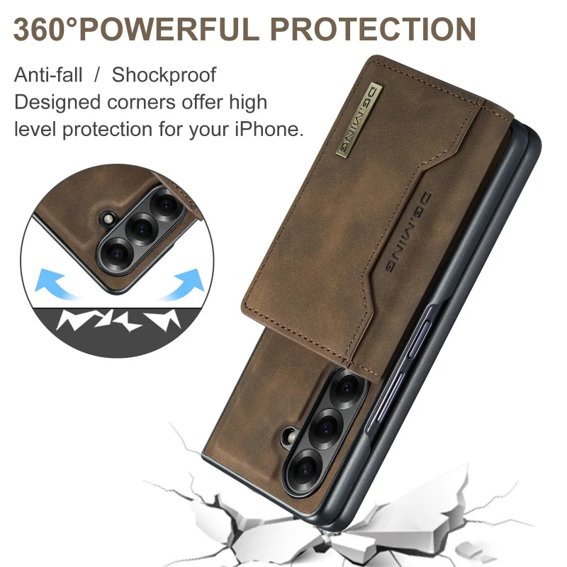 DG.MING Leather Wallet Phone Case for Samsung Galaxy Z Fold 8 Ultra 7 6 5 4 3 fold7 fold6 fold5 Cards Holder Funda Cover Hoseje
