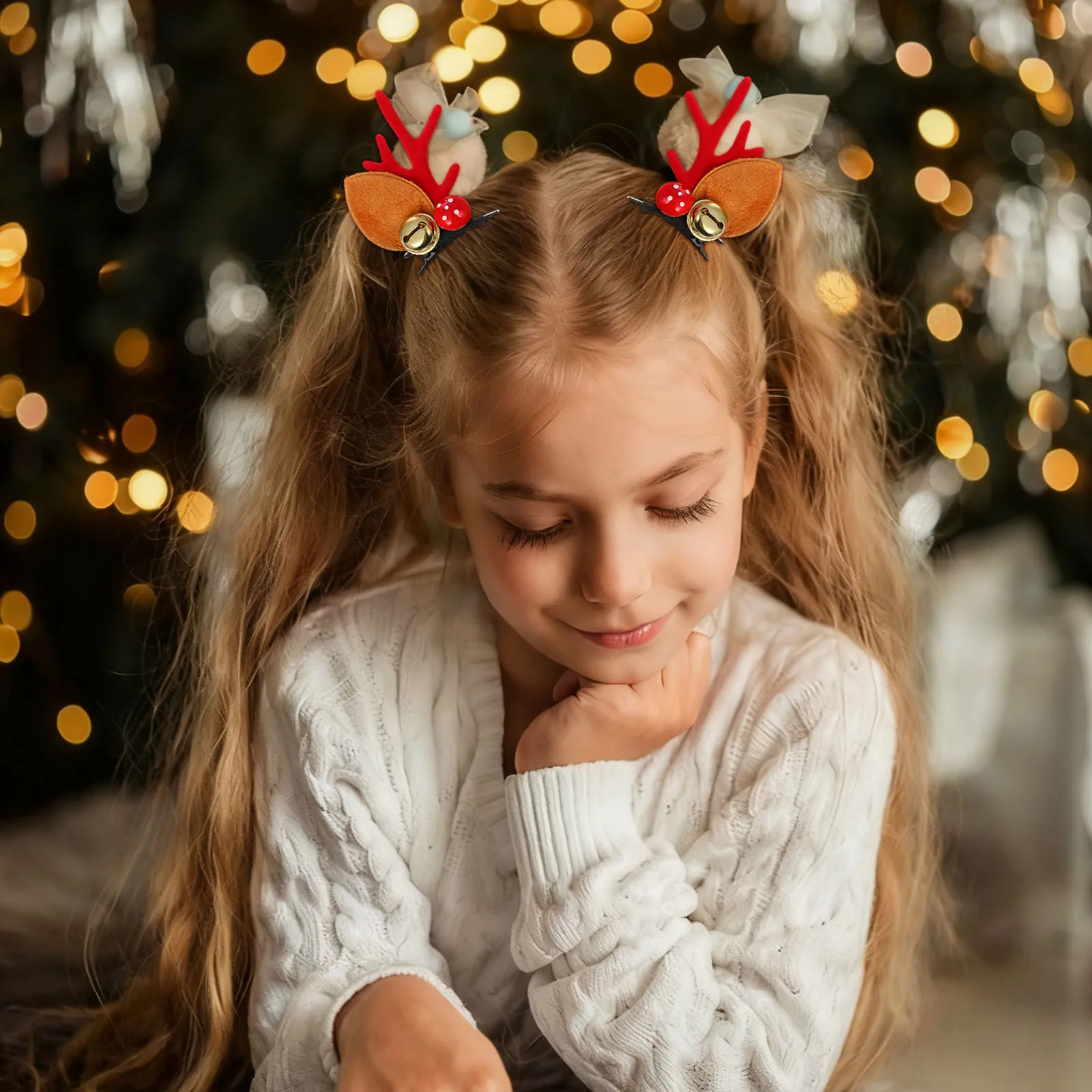 

4Pairs Kids Hair Accessory Lovely Christmas Design Comfortable Wear Four Styles Matching Set Festival Party Gift for Girls