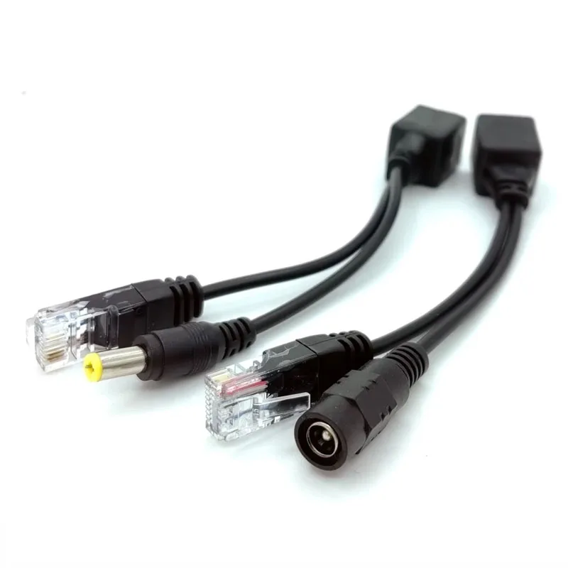 أسود POE كابل الطاقة السلبية عبر إيثرنت كابل محول RJ45 حاقن وحدة امدادات الطاقة 12-48 فولت الفاصل عدة لكاميرا IP #4