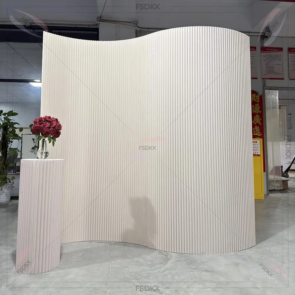 

FSDKX High Quality Party Birthday Supplies Design Stage Curve 3d Wall Wedding Backdrop Arch Pvc Ripple Backdrop