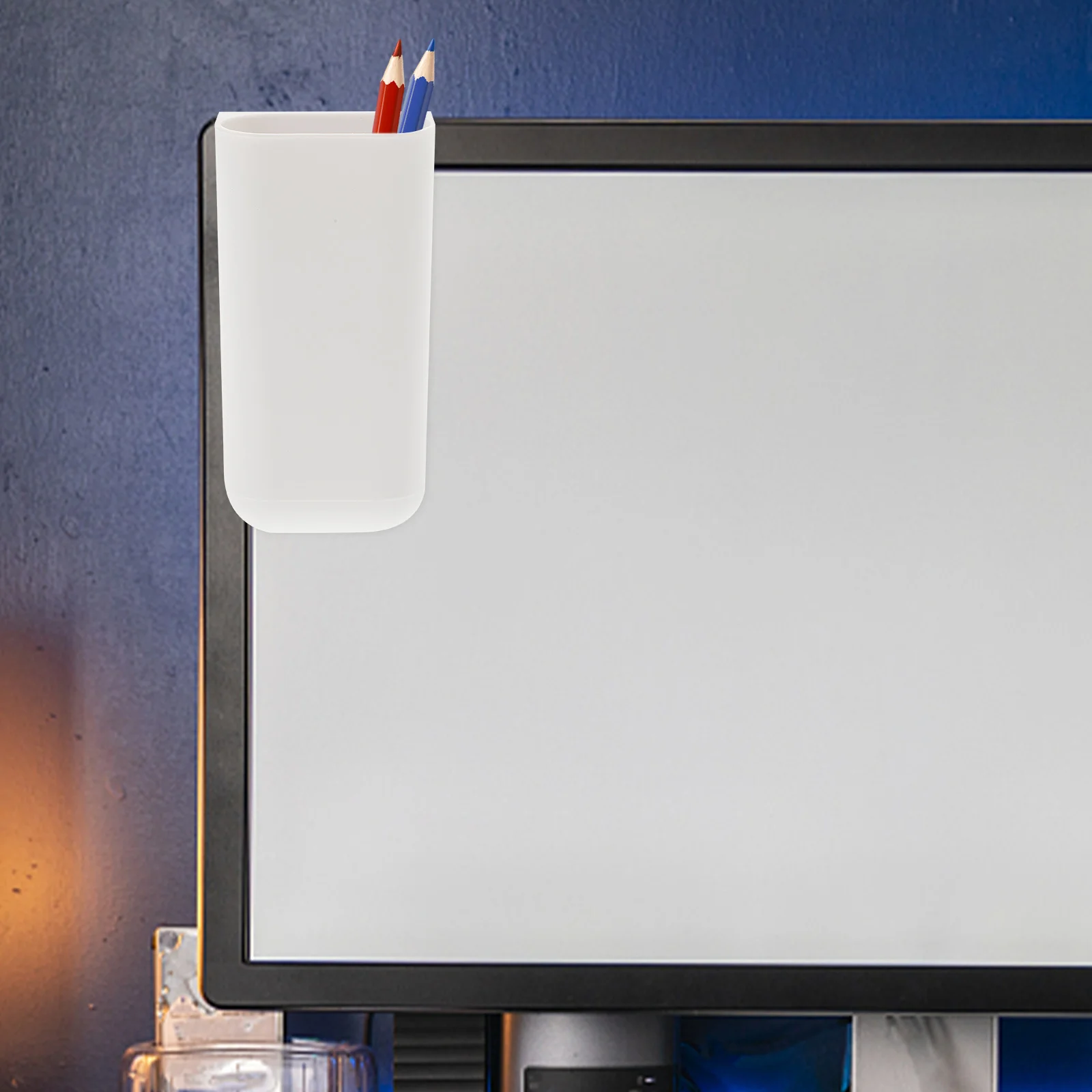 Creative DIY Grey Pencil Holder Self Adhesive Screen Pen Holder Desktop Organizers Office Desk Storage Bags Under Monitor