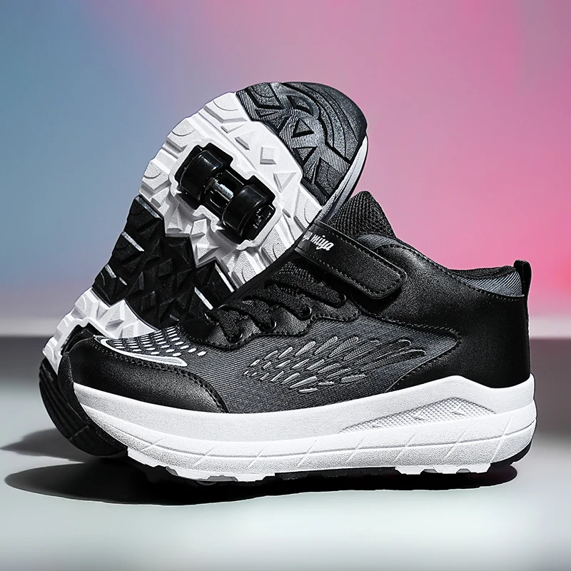 

2025 Winter Invisible Roller Sneakers: Kids' Wear-Resistant 4-Wheel Auto-Retractable – Boys' & Girls' Wheeled Sports Shoes
