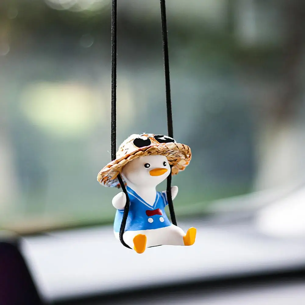 Swing Duck Car Hanging Decoration Home Office Auto Rearview Mirror Cartoon Duck Hanging Ornament Animal Pendant Birthday Christm