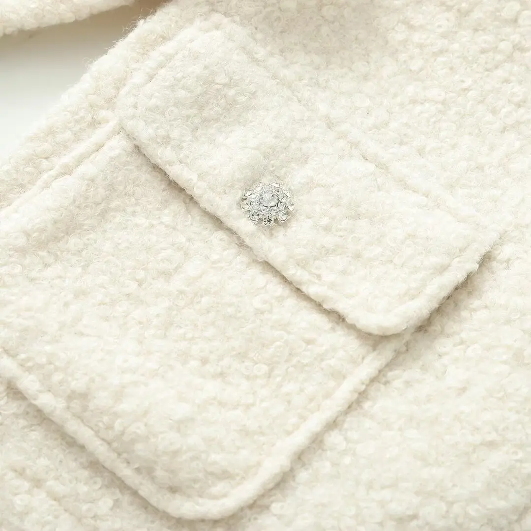 DiYiG DONNA 2025 Inverno Newfashion inverno nuova fila fibbia panno di perle girocollo giacca a maniche lunghe cappotto Tuta sportiva Mujer