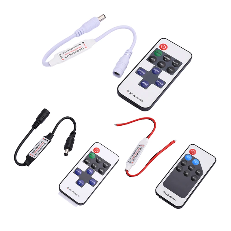 

Mini LED Single Color dimmer DC 5V 12V 24V 6A 5050 2835 Strip Lights Constant Voltage PWM Signal Controller with RF 9/11-Key Rem