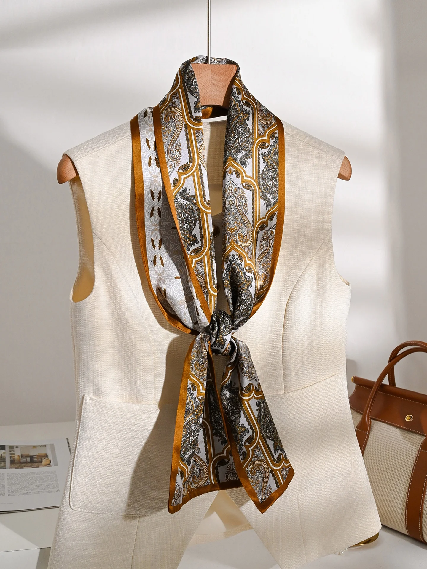 エレガントなロングシルクスカーフ-レディース新作2026年流行-ネックプロテクションスカーフ-ママ向け高級シルクシフォン長方形スカーフ