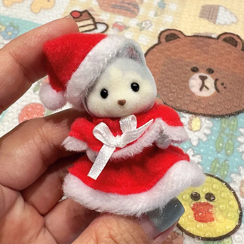 Sylvanian Forest Christmas Chocolate Family Dollhouse Beaver Baby Halloween Doll Flocking Doll Decoration Ornaments Gifts Toy