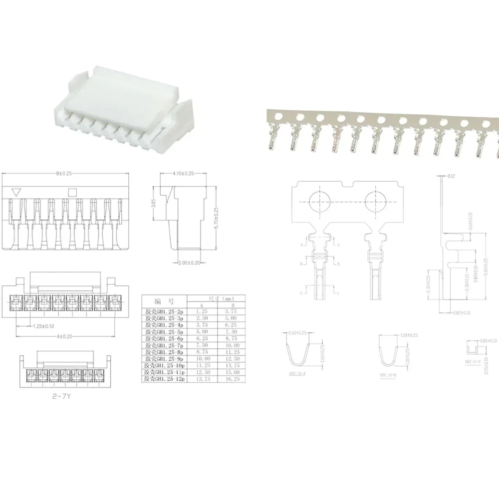 530 uds/Kit de conectores JST GH 1,25mm en caja con GH 1,25 2/3/4/5/6/7/8/10 Pin Terminal de engarzado para controlador de vuelo impresora 3D