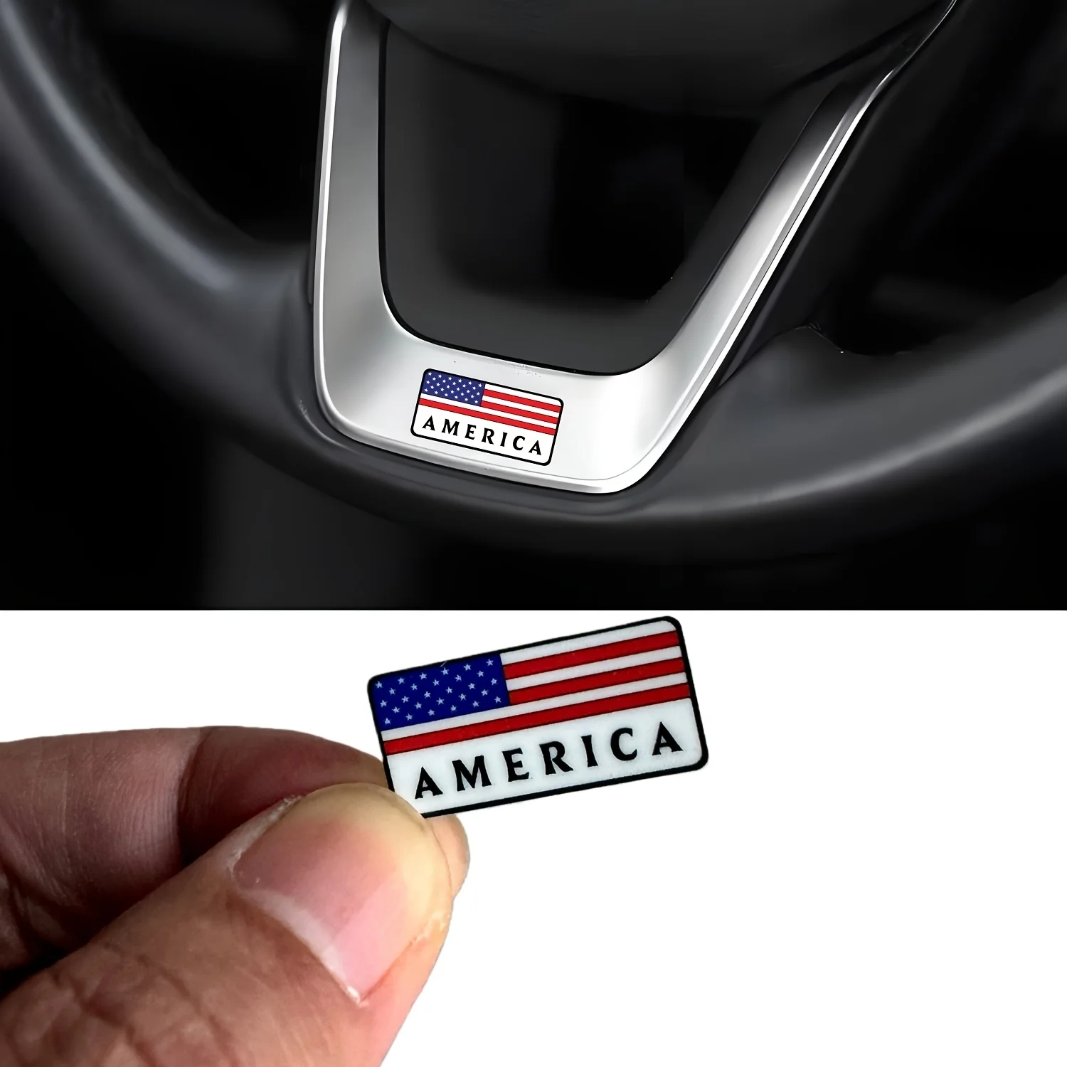 1set American Flag USA Car Decal Badge Sticker Universal Decor Accessories For Steering Wheel All Car Models Exterior Interior