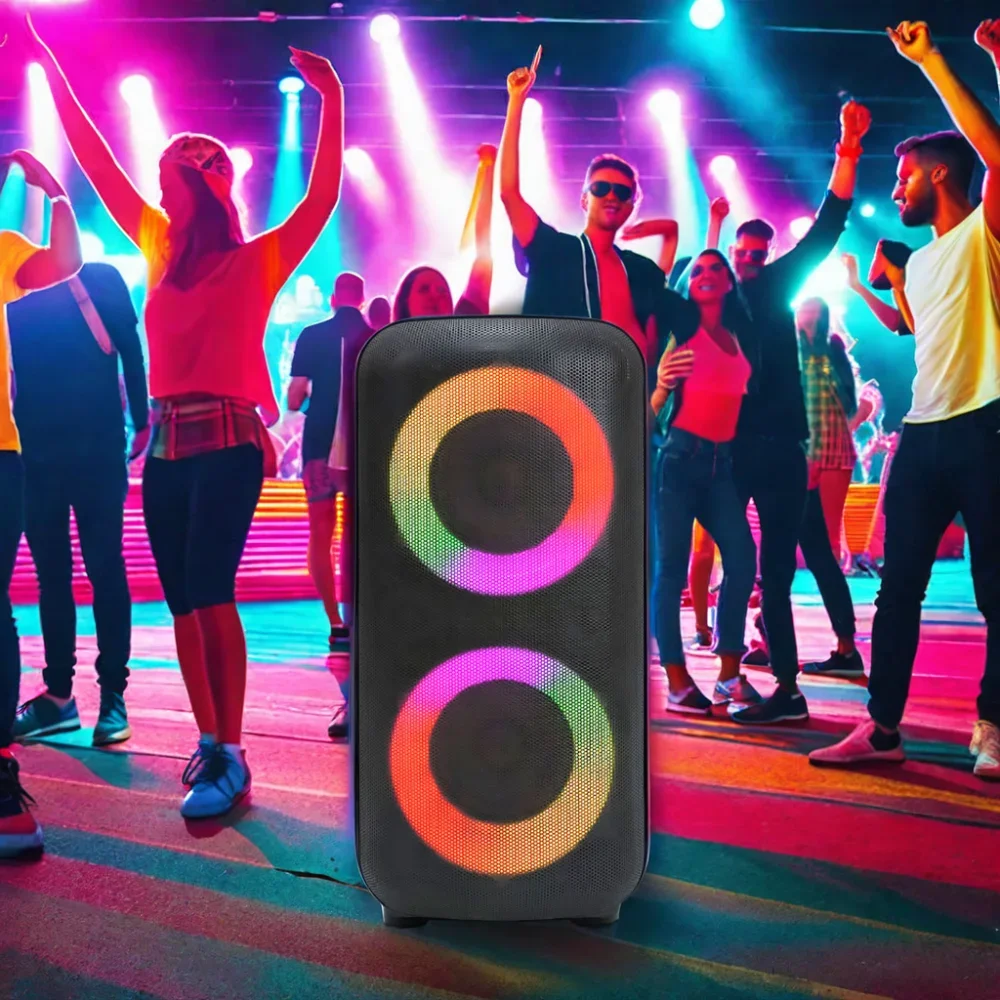 Altavoz portátil con luces led rgb, resistente al agua, sonido estéreo de Supergraves, gran potencia, calidad, buen precio, 110 partybox