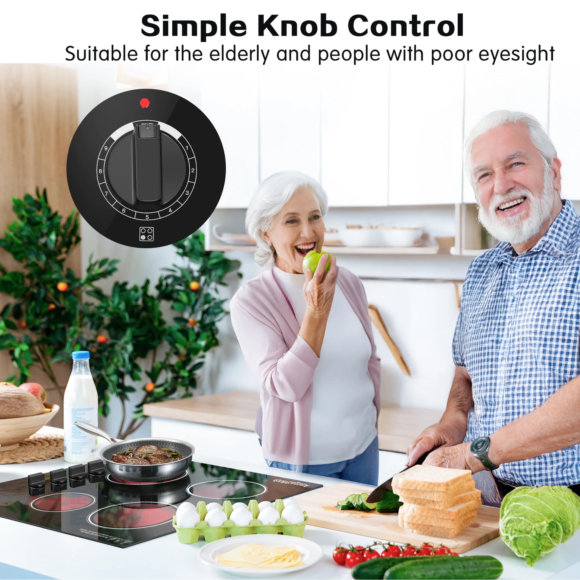 30 polegadas 4 queimadores embutidos 6700W 240V com indicador de superfície quente sem radiação certificação ETL fogão elétrico cerâmico