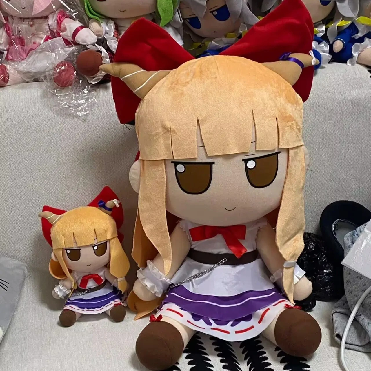 

Плюшевая кукла-подушка Touhou Project Ibuki Suika, 50 см, серия Fumo, милая аниме-фигурка, сидячая, мультяшная, мягкая игрушка, подарки на Рождество