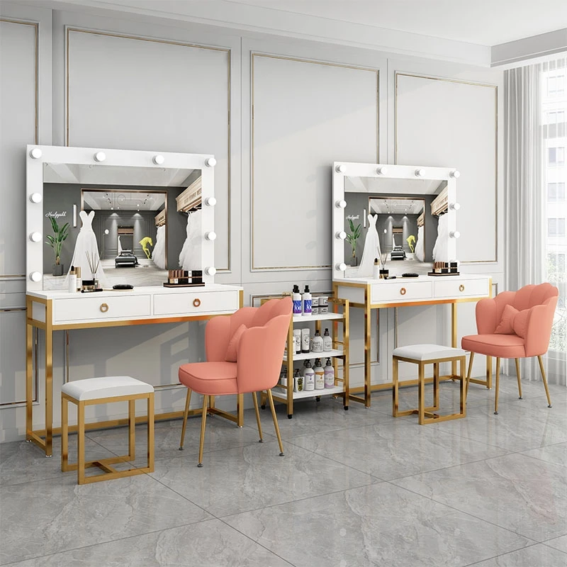 

Internet celebrity simple studio dressing table with lamp dressing table haircut dressing table
