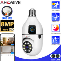 8MP E27 Bulb Lamphead WIFI Camera Dual Lens Indoor Surveillance AI Human Tracking Wireless Two-way Audio Cameras Baby Monitor