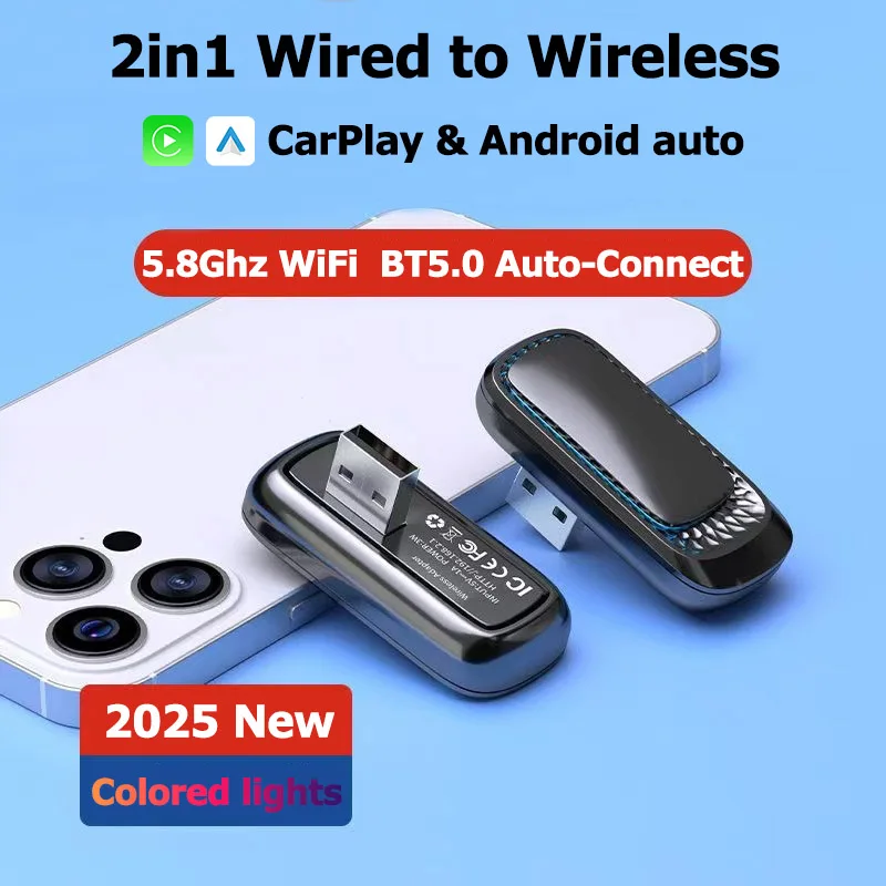 

2025 NEW 2in1 Ai Box Wireless CarPlay Android Auto Mini Adapter Carplay Smart Mini Box Plug&Play Dongle Bluetooth Auto Connect