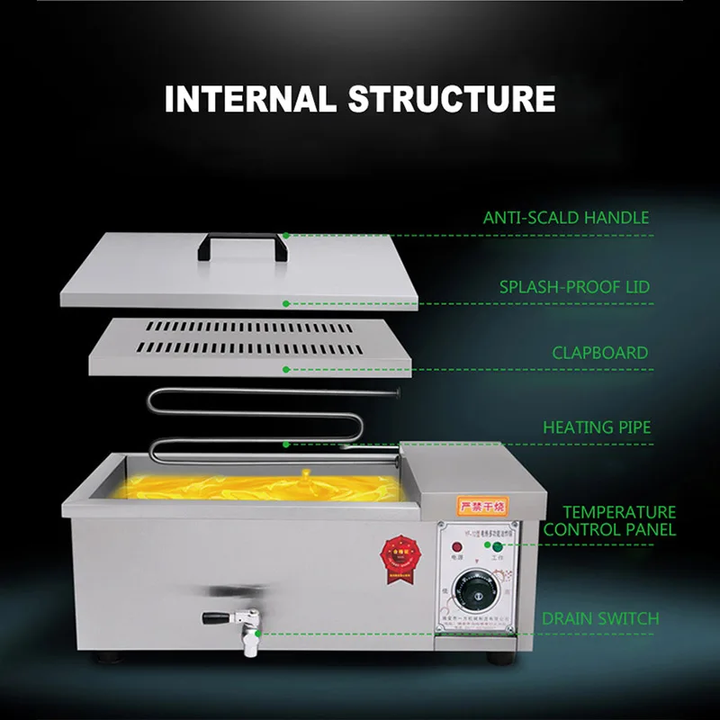 Fritadeira elétrica comercial fritar batatas fritas espetos fritos frango frito cutlet batatas fritas fritadeira