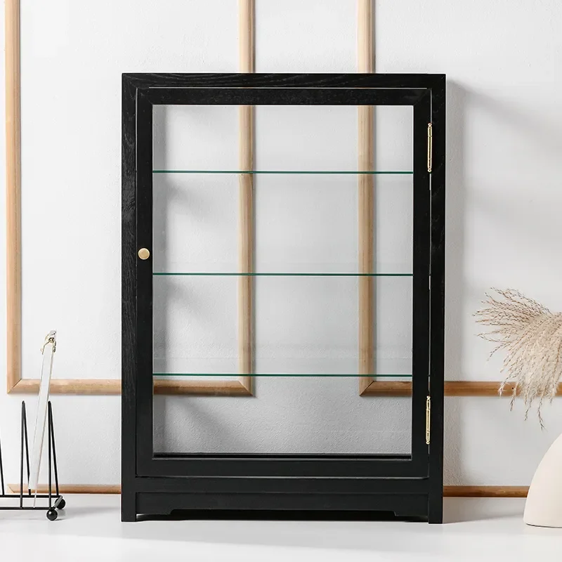 North American black walnut multi-layer glass display cabinet figure porcelain cultural play tea set floor-to-ceiling